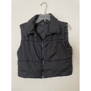 Black Cropped Puffer Vest Size Small From SHEIN